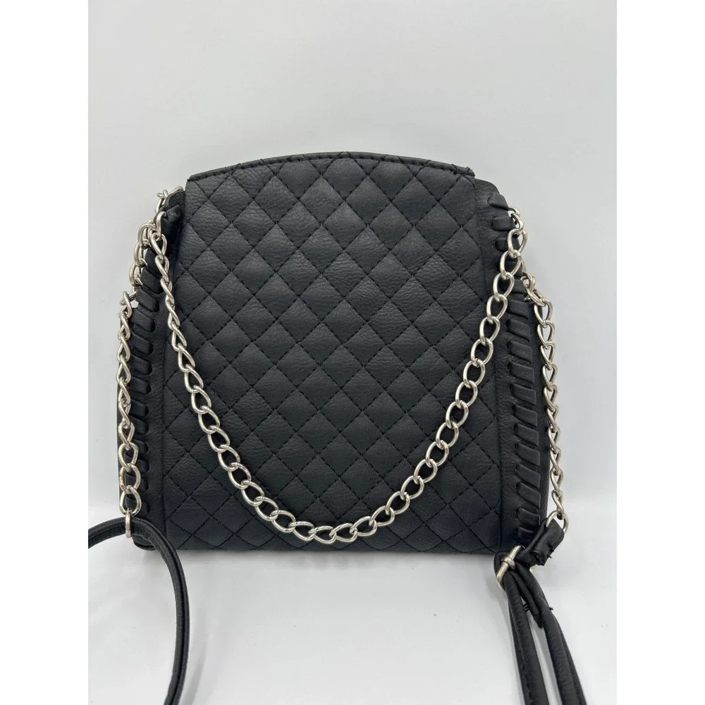 No Boundaries Black Quilted Crossbody Bag Chain Whipstitch NB163198 Faux Leather - Picture 2 of 8
